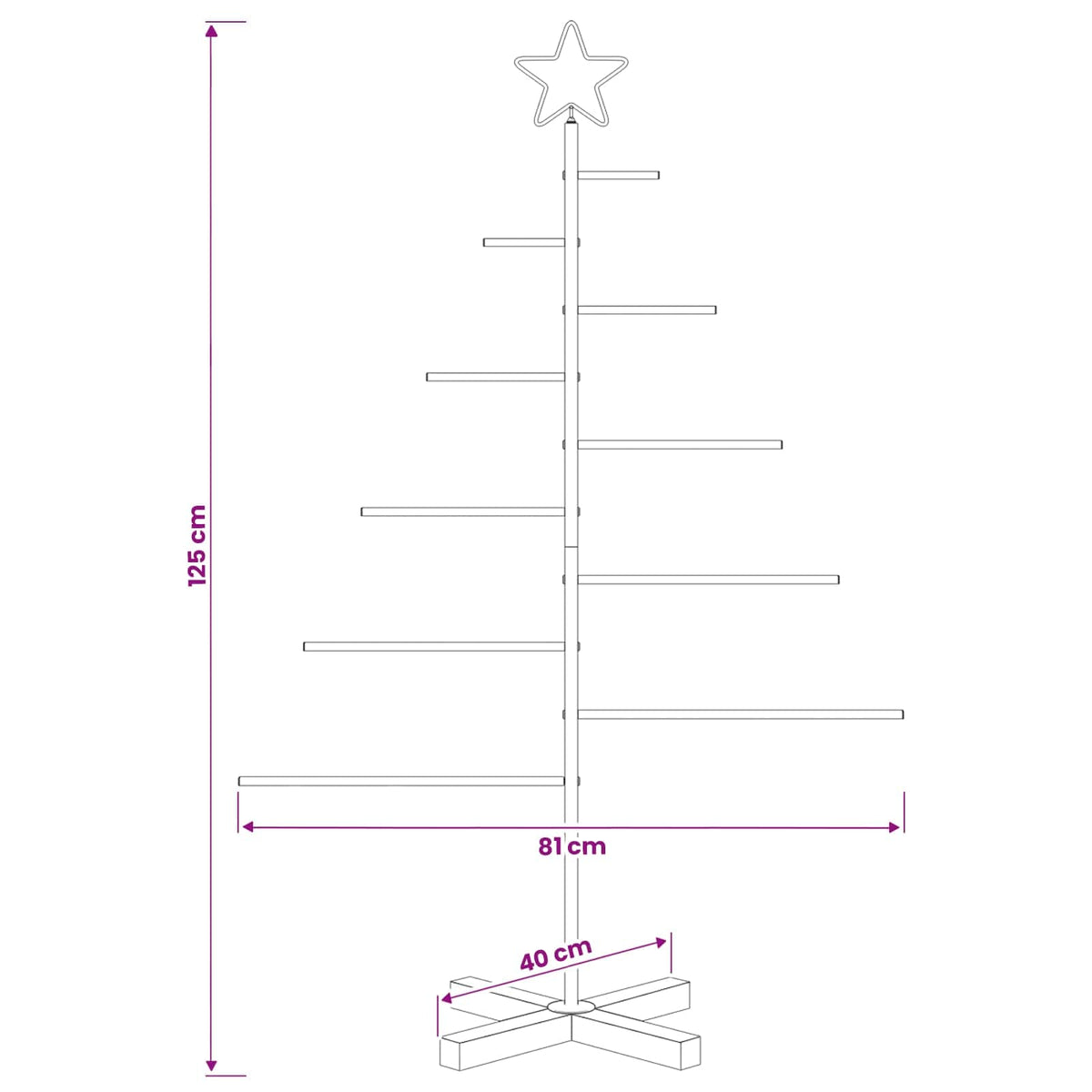 Metalinė Kalėdų eglutė su stovu KUOPIO 125 cm Plienas Juoda