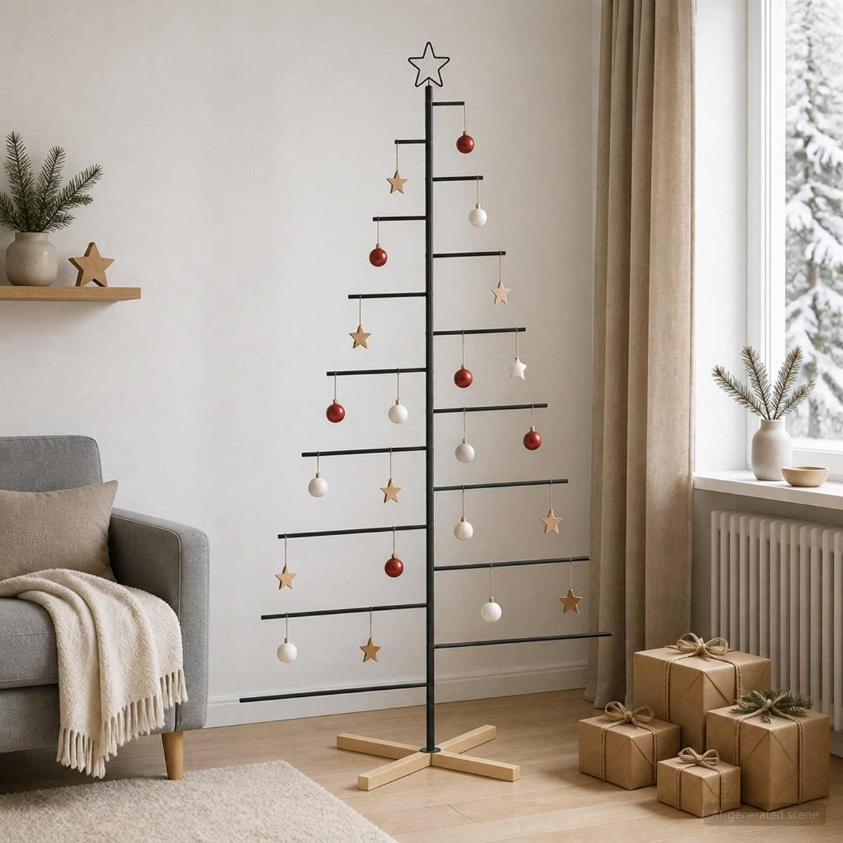 Metalinė Kalėdų eglutė su stovu KUOPIO 210 cm Plienas Juoda