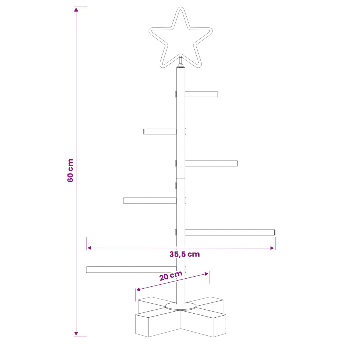 Metalinis Kalėdų medis KUOPIO 60 cm Plienas Auksinė