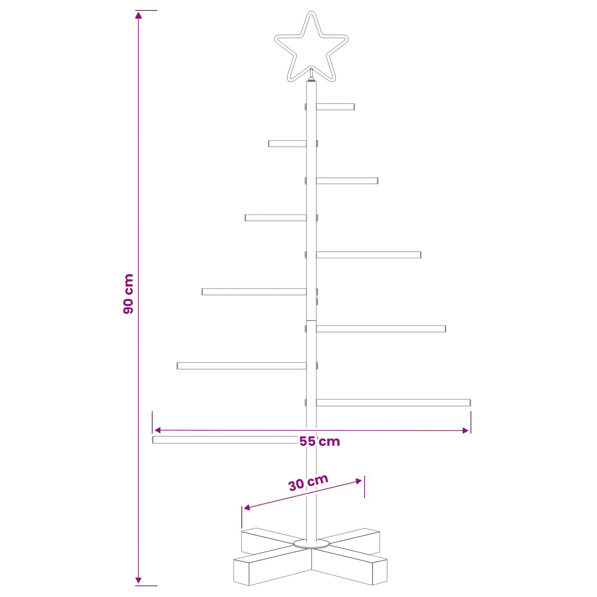 Metalinis Kalėdų medis KUOPIO 90 cm Plienas Auksinė