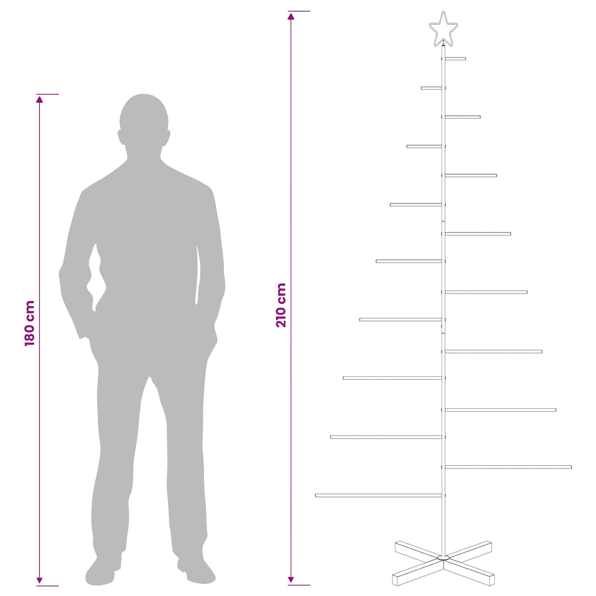 Metalinė Kalėdų eglutė su stovu KUOPIO 210 cm Plienas Balta
