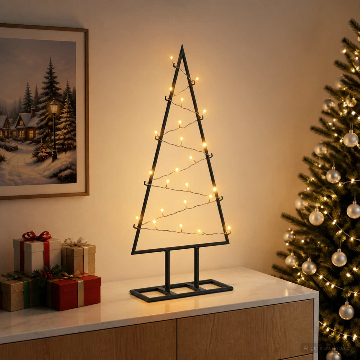 Metalinis Kalėdų medis KUOPIO 60 cm Šilta balta Plienas Juoda