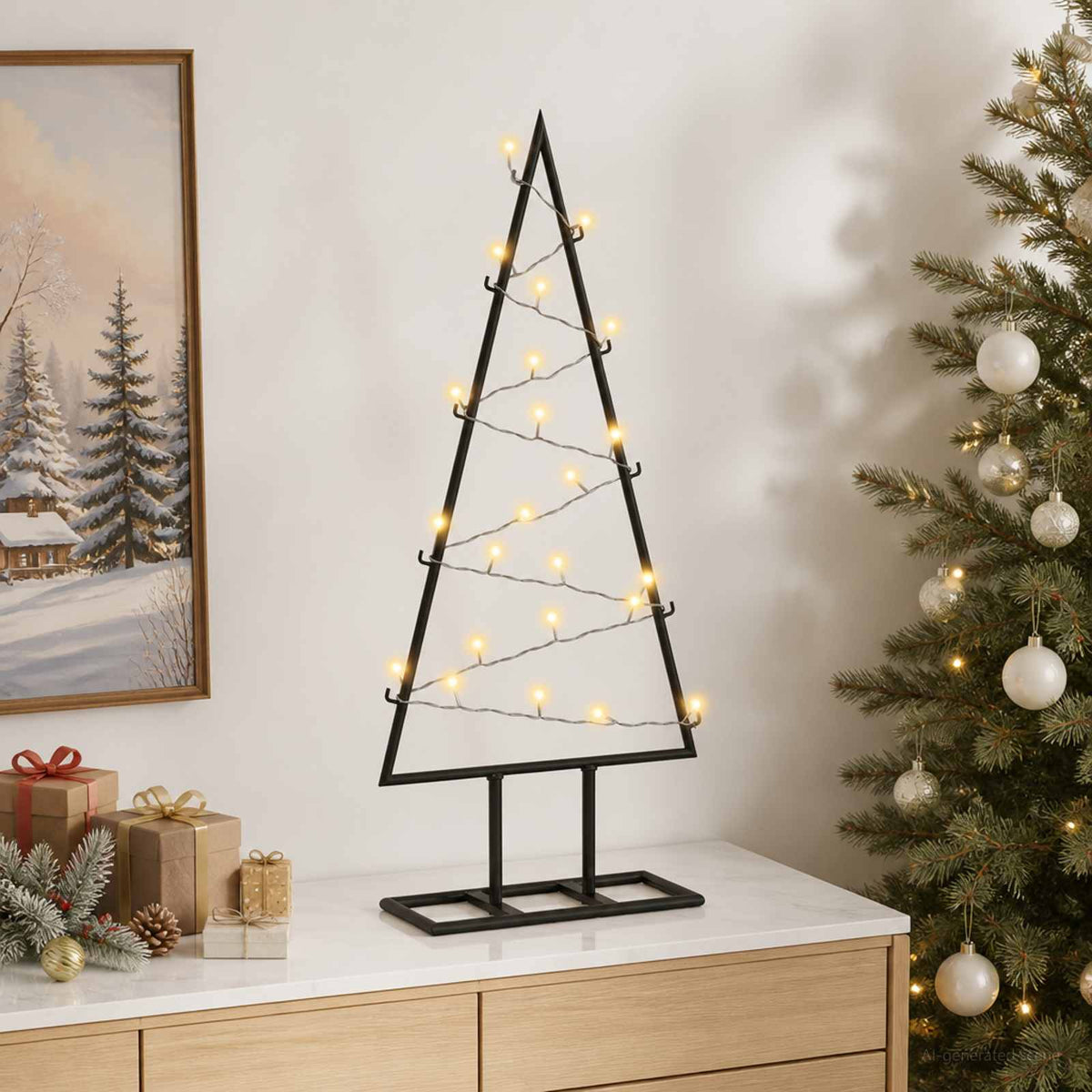 Metalinis Kalėdų medis KUOPIO 60 cm Šilta balta Plienas Juoda