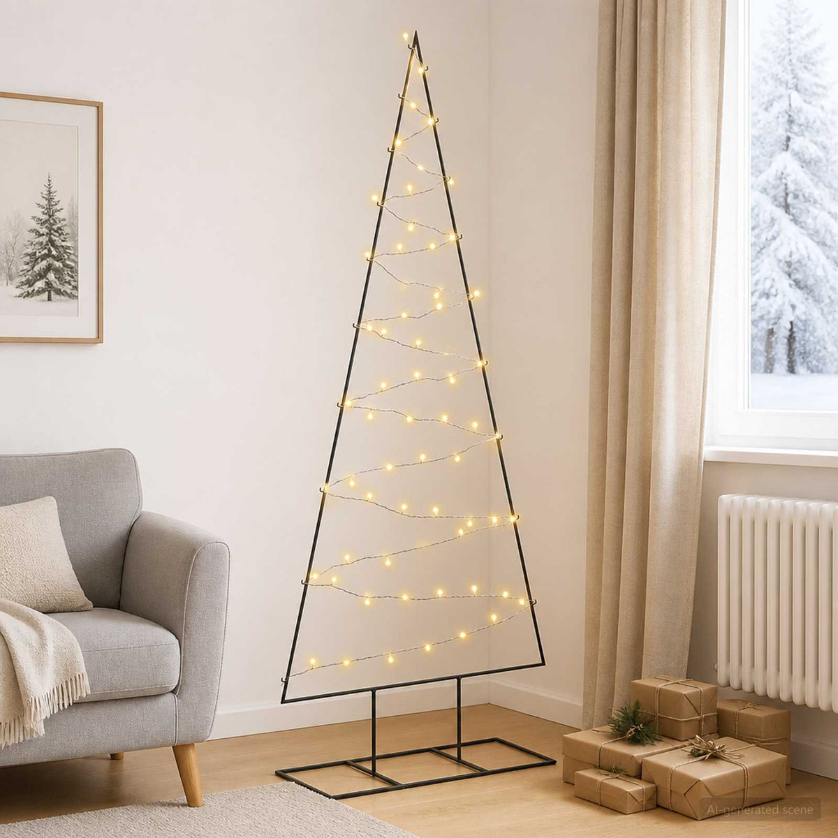 Metalinis Kalėdų medis KUOPIO 180 cm Šilta balta Plienas Juoda