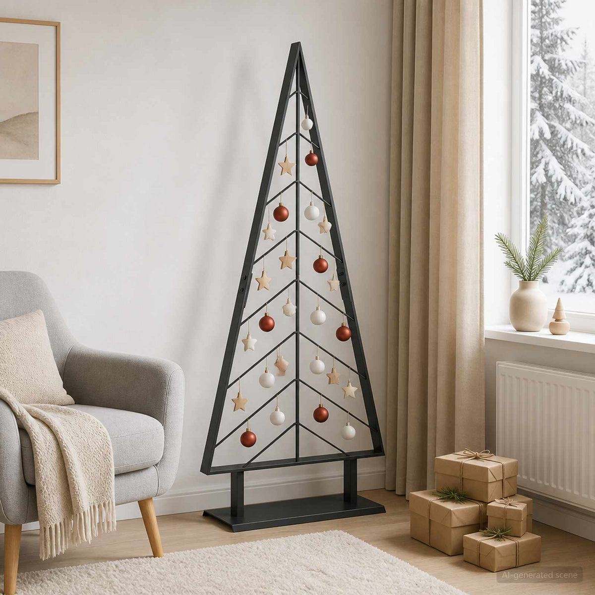 Metalinė Kalėdų eglutė su stovu KUOPIO 125 cm Plienas Juoda