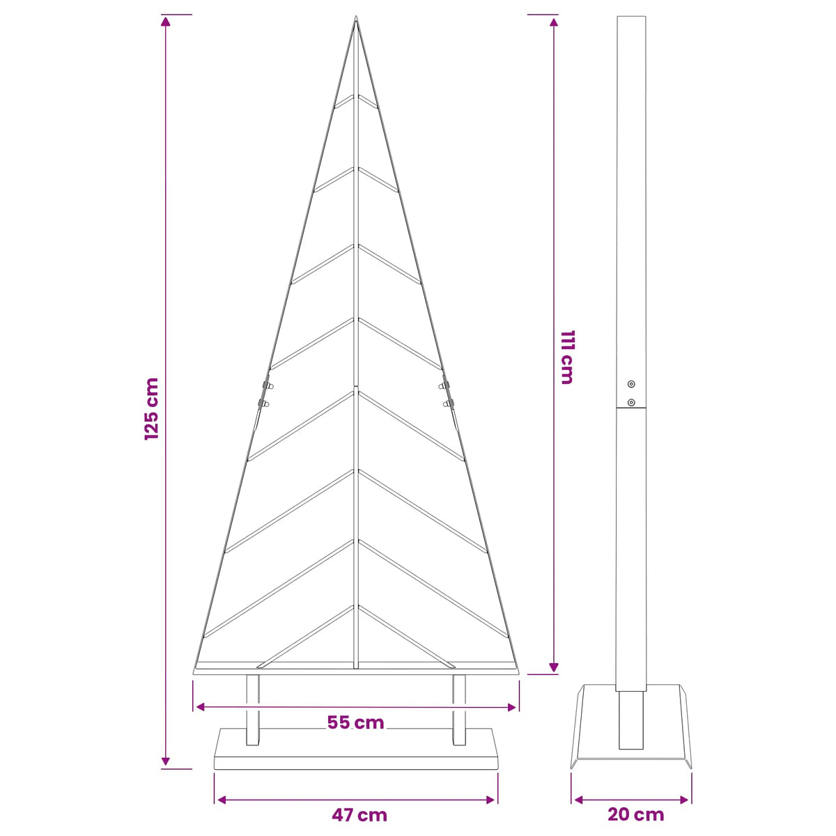 Metalinė Kalėdų eglutė su stovu KUOPIO 125 cm Plienas Juoda