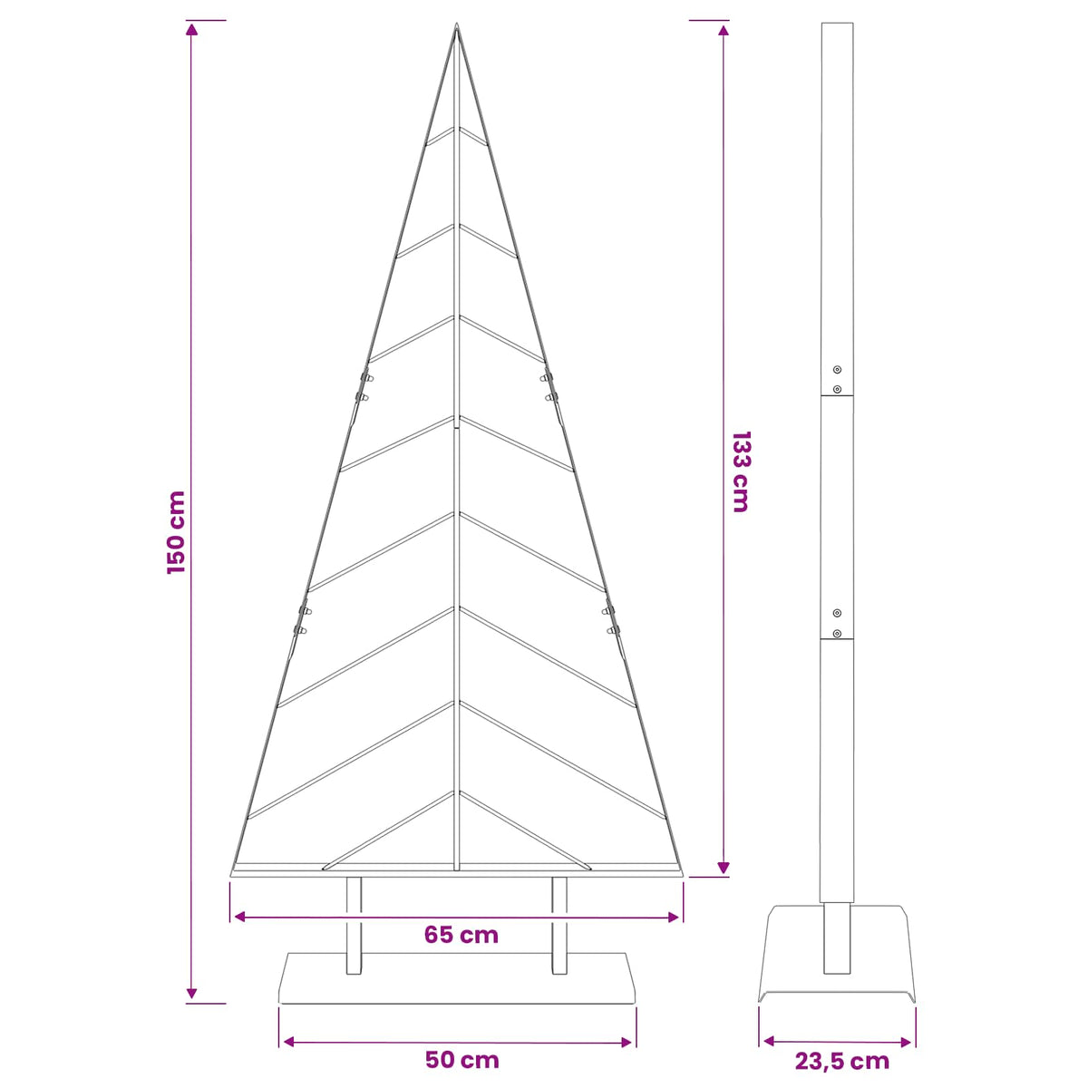 Metalinė Kalėdų eglutė su stovu KUOPIO 150 cm Plienas Juoda
