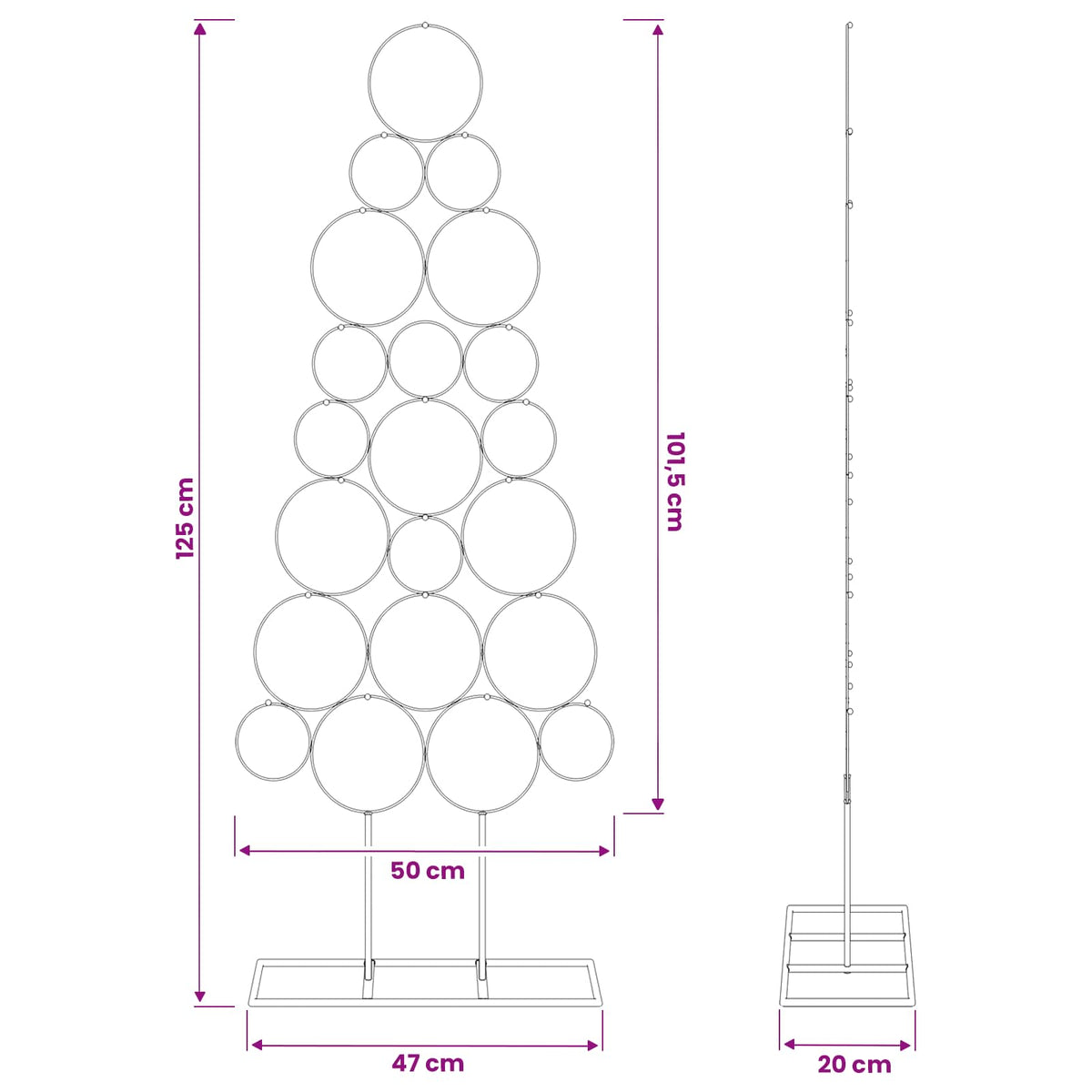 Metalinis Kalėdų medis KUOPIO 125 cm Plienas Balta