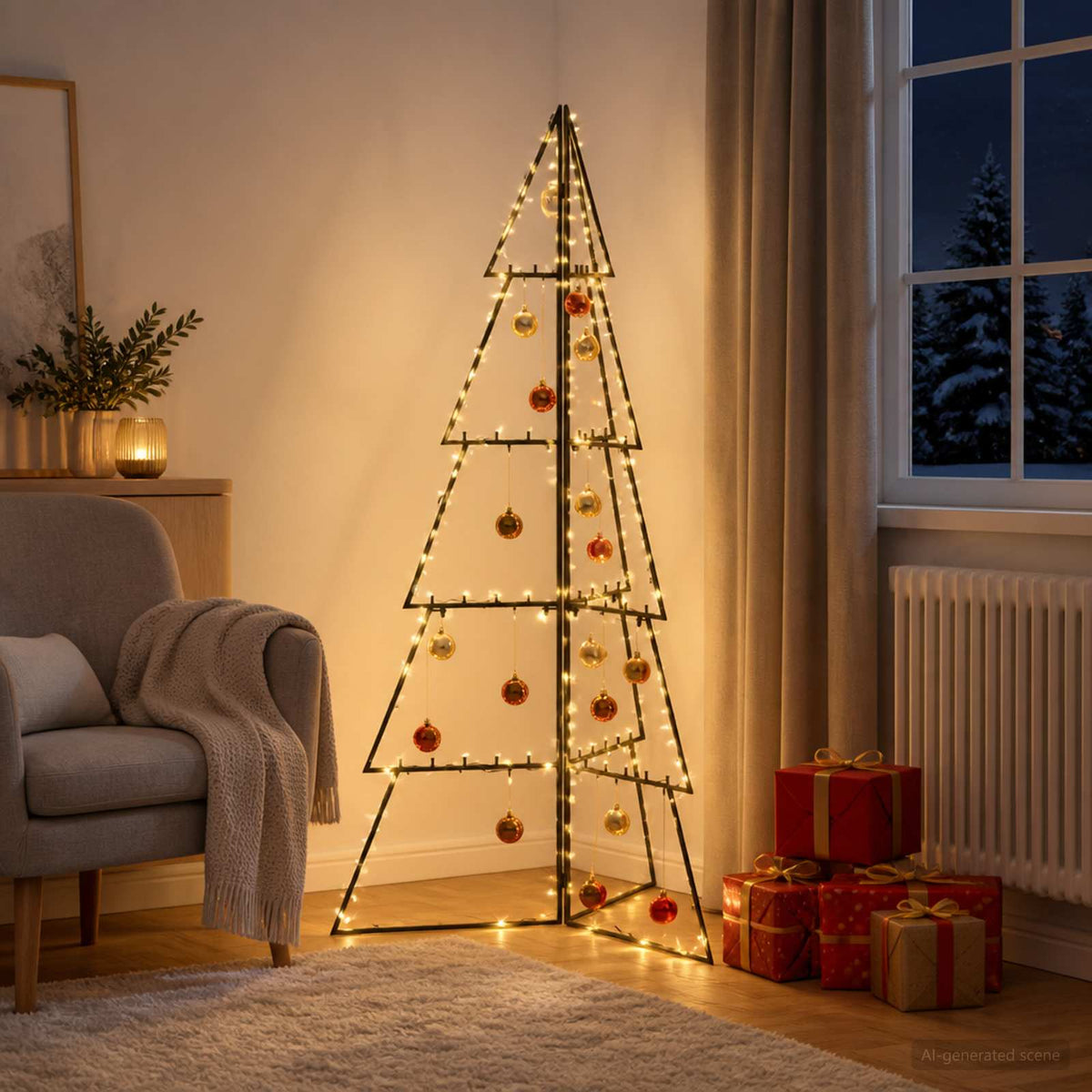 Metalinis Kalėdų medis KUOPIO 140 cm Plienas Juoda
