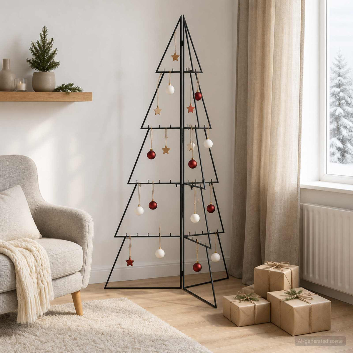 Metalinis Kalėdų medis KUOPIO 140 cm Plienas Juoda