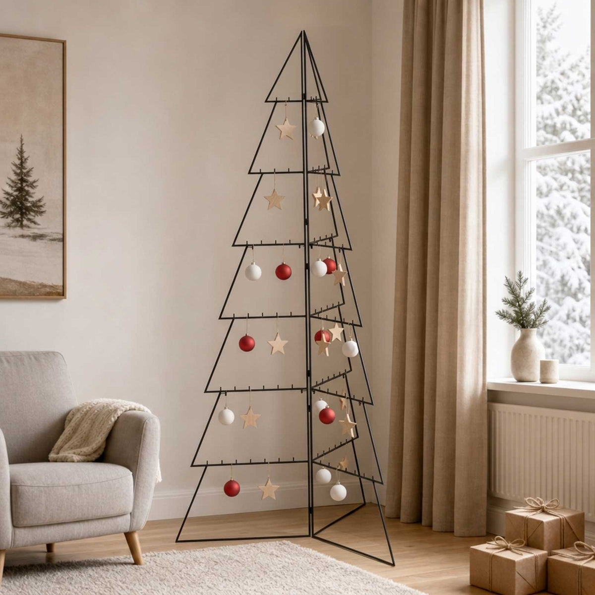 Metalinis Kalėdų medis KUOPIO 210 cm Plienas Juoda