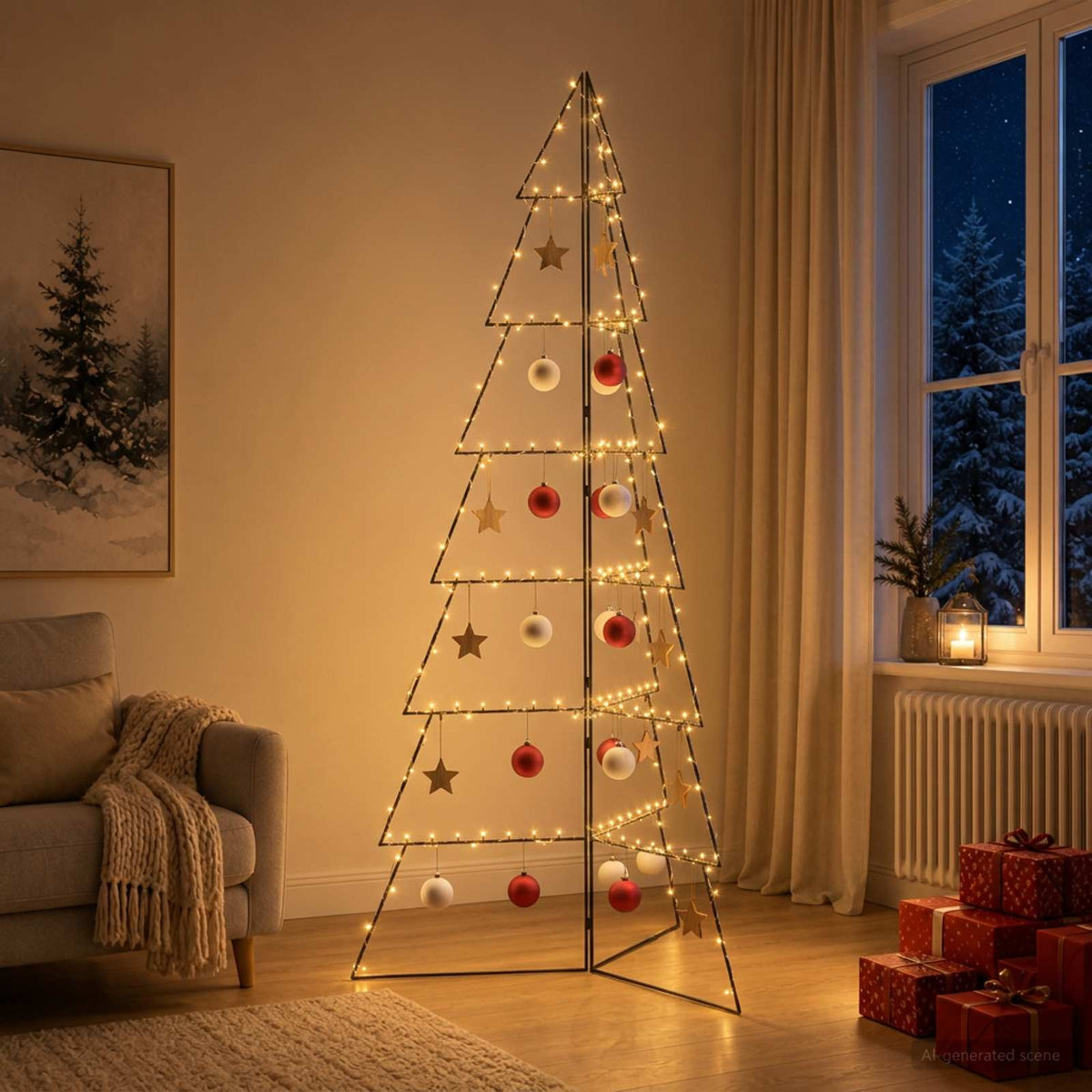 Metalinis Kalėdų medis KUOPIO 210 cm Plienas Juoda