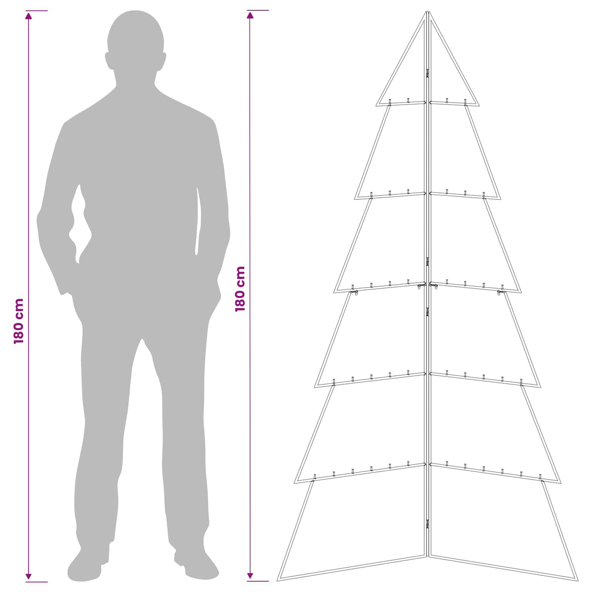 Metalinis Kalėdų medis KUOPIO 180 cm Plienas Balta