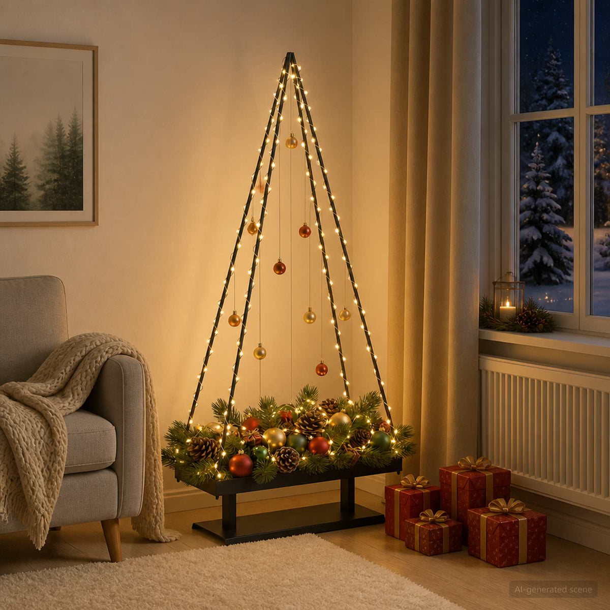 Metalinis Kalėdų medis KUOPIO 150 cm Plienas Juoda