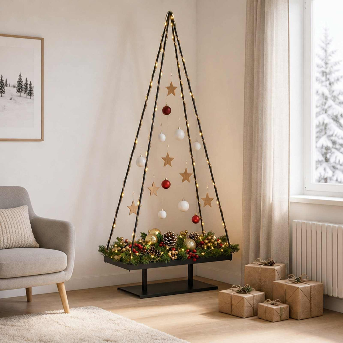 Metalinis Kalėdų medis KUOPIO 180 cm Plienas Juoda