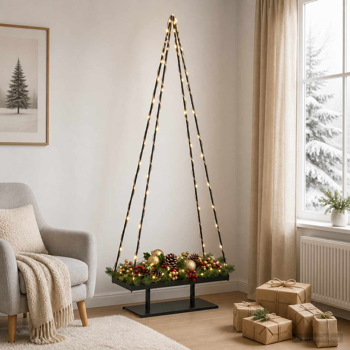 Metalinis Kalėdų medis KUOPIO 210 cm Plienas Juoda