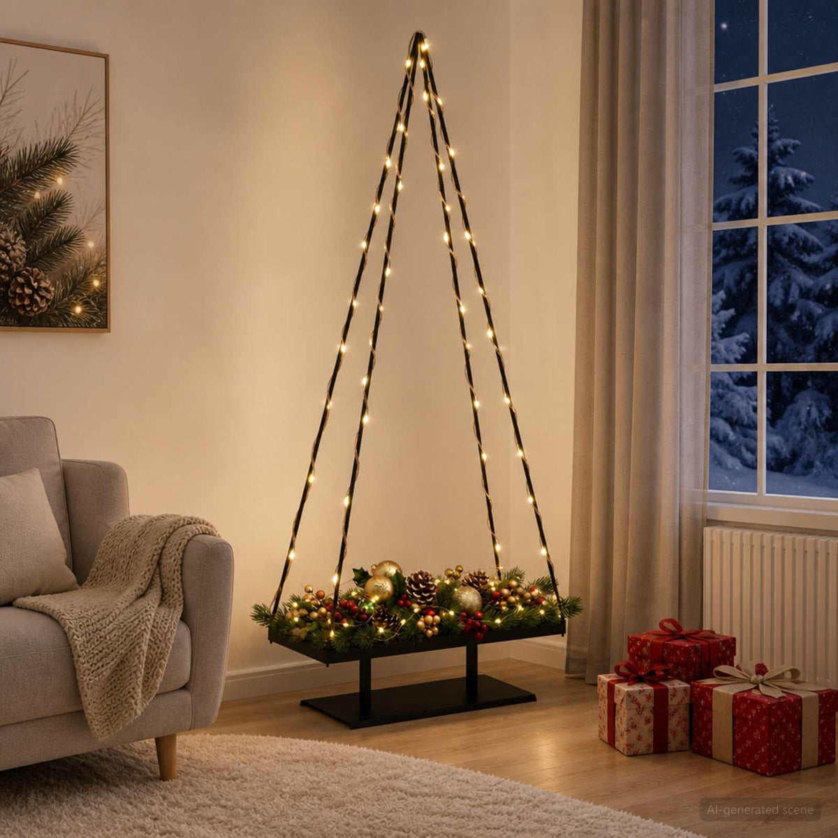 Metalinis Kalėdų medis KUOPIO 210 cm Plienas Juoda