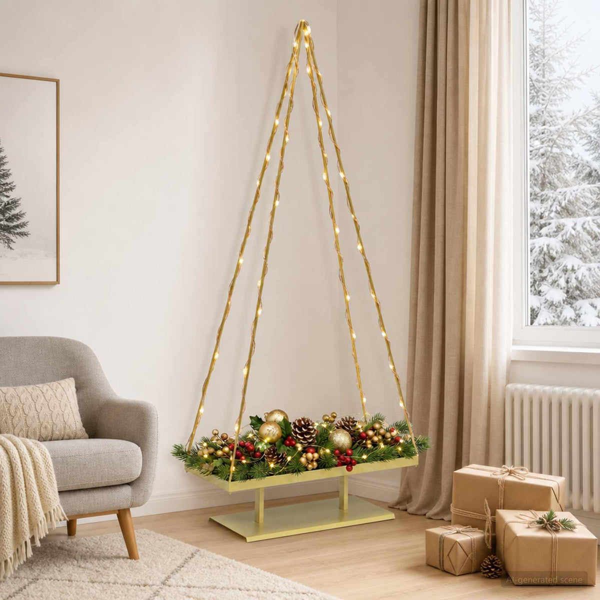 Metalinis Kalėdų medis KUOPIO 210 cm Plienas Auksinė