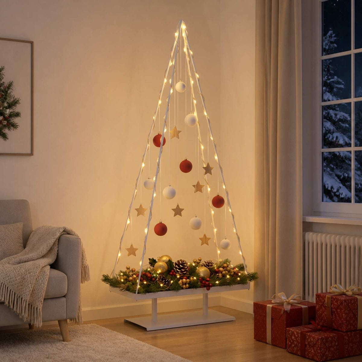 Metalinis Kalėdų medis KUOPIO 210 cm Plienas Balta