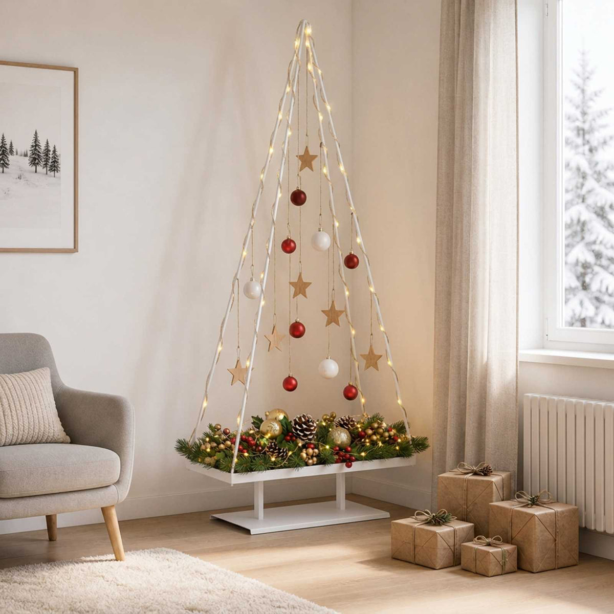 Metalinis Kalėdų medis KUOPIO 210 cm Plienas Balta