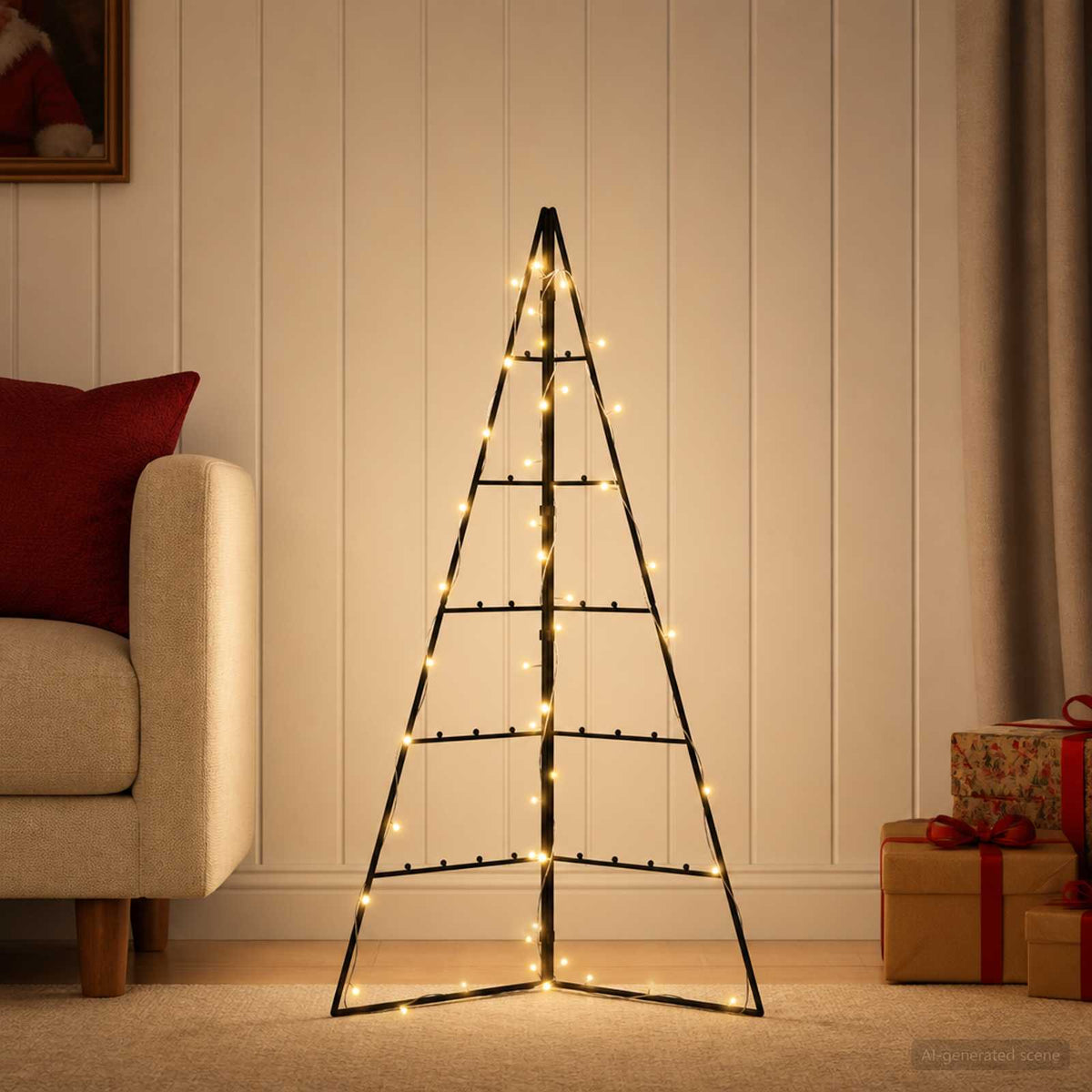 Metalinė eglutė su LED KUOPIO 100 cm Šilta balta Plienas Juoda