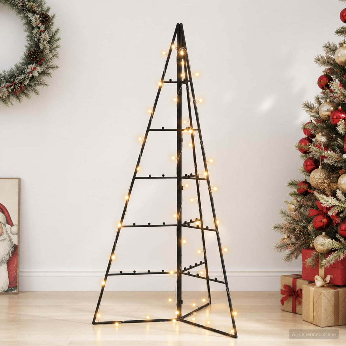 Metalinė eglutė su LED KUOPIO 100 cm Šilta balta Plienas Juoda