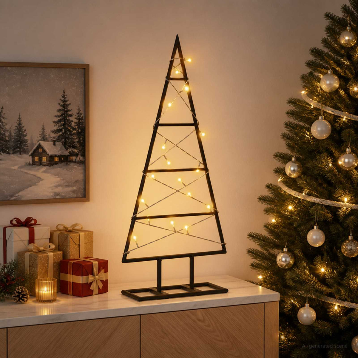 Metalinis Kalėdų medis KUOPIO 60 cm Šilta balta