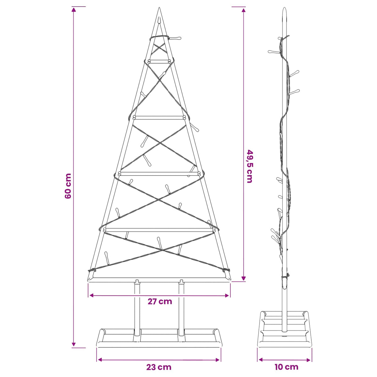Metalinis Kalėdų medis KUOPIO 60 cm Šilta balta