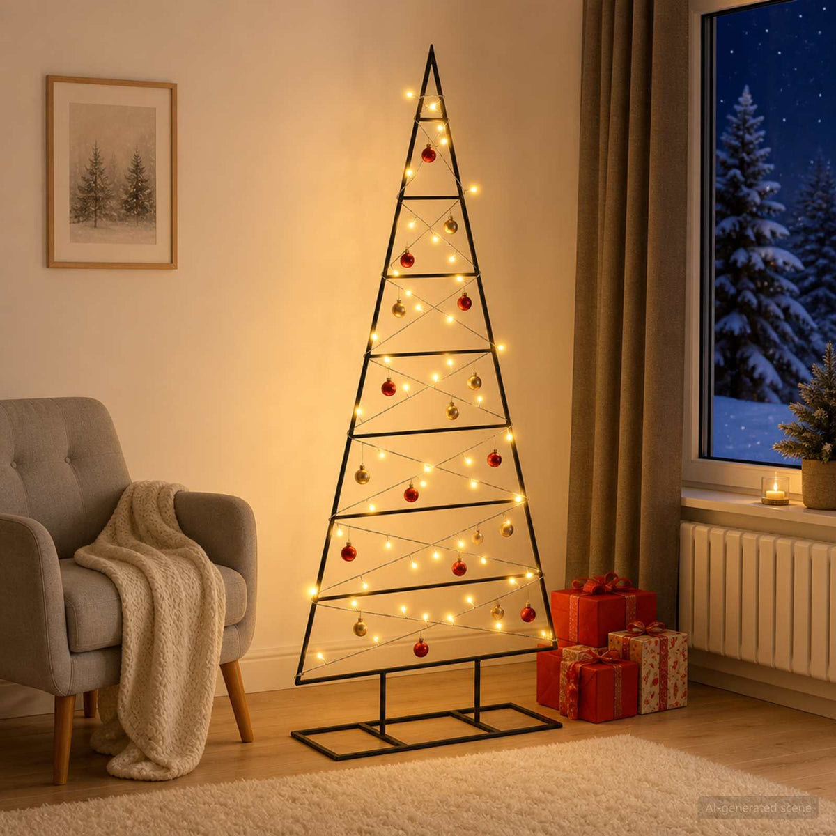 Metalinis Kalėdų medis KUOPIO 125 cm Šilta balta