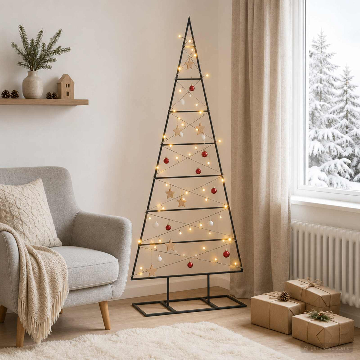 Metalinis Kalėdų medis KUOPIO 125 cm Šilta balta