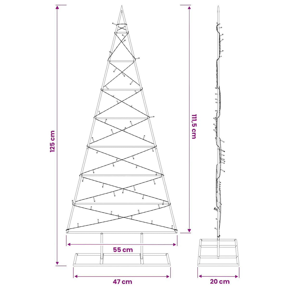 Metalinis Kalėdų medis KUOPIO 125 cm Šilta balta