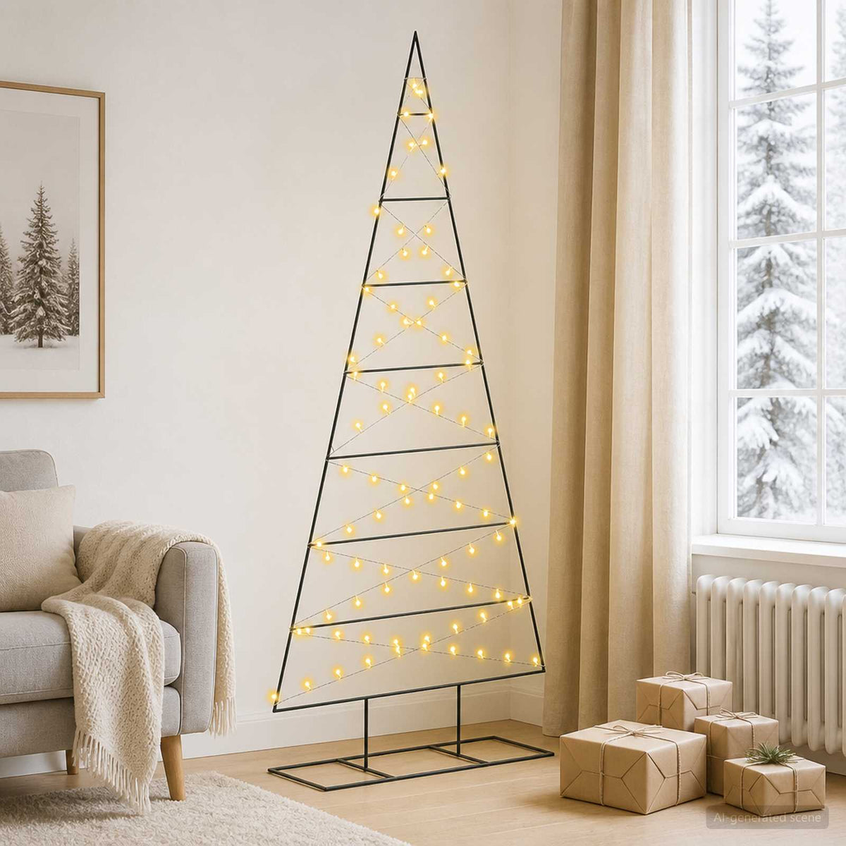 Metalinis Kalėdų medis KUOPIO 210 cm Šilta balta