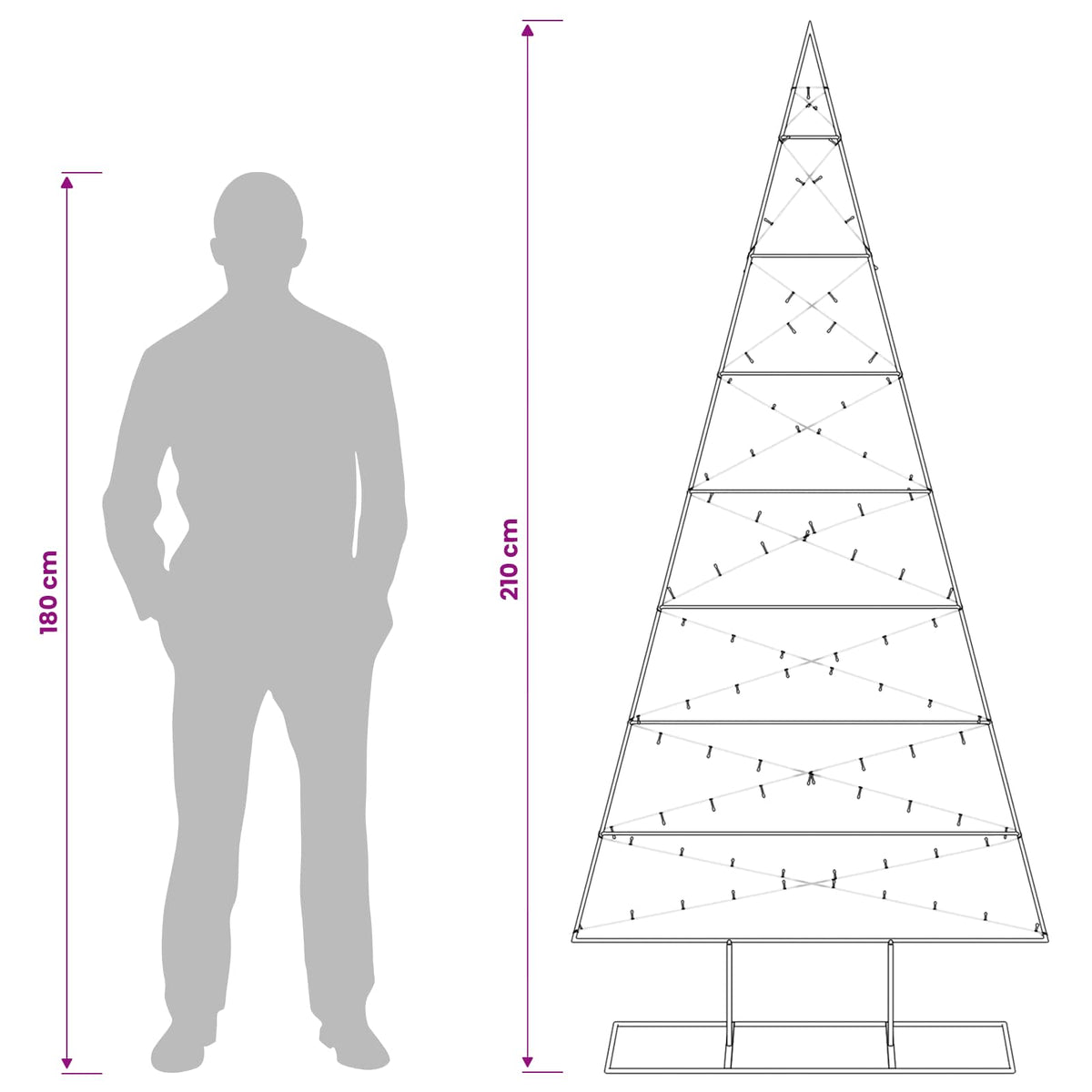 Metalinis Kalėdų medis KUOPIO 210 cm Šilta balta