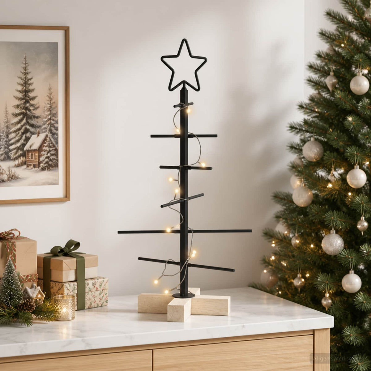 Metalinis Kalėdų medis KUOPIO 60 cm Šilta balta Plienas Juoda