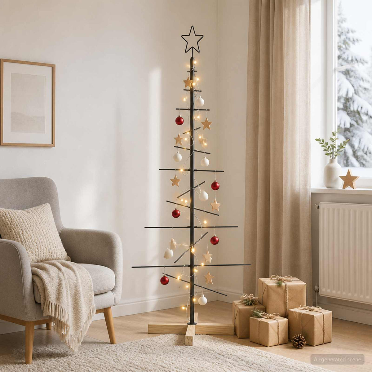 Metalinis Kalėdų medis KUOPIO 120 cm Šilta balta Plienas Juoda