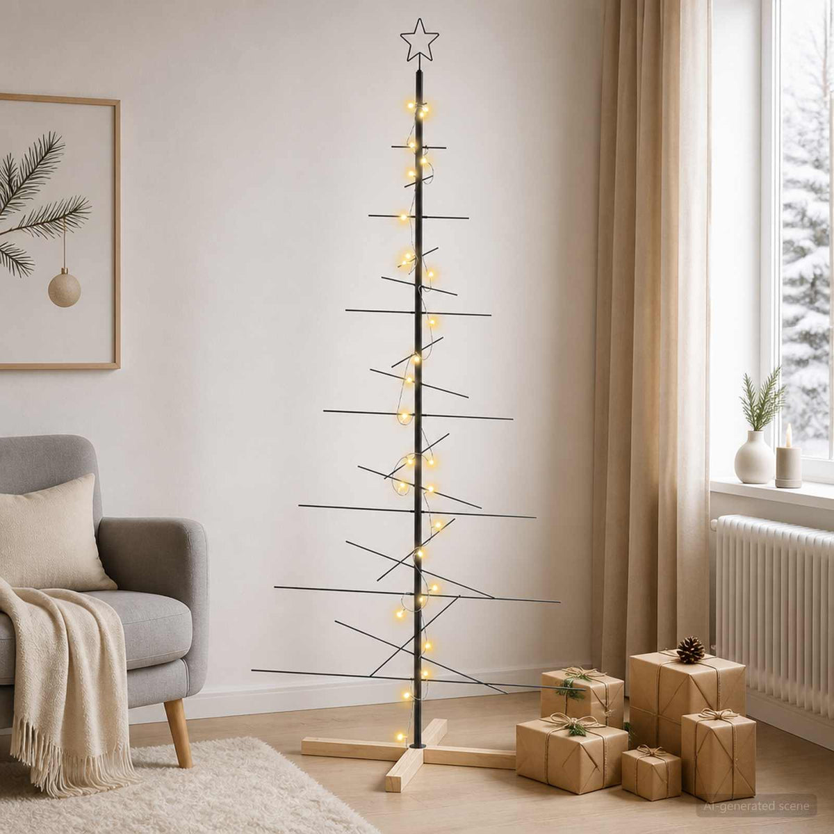 Metalinė Kalėdų eglutė su stovu KUOPIO 180 cm Šilta balta