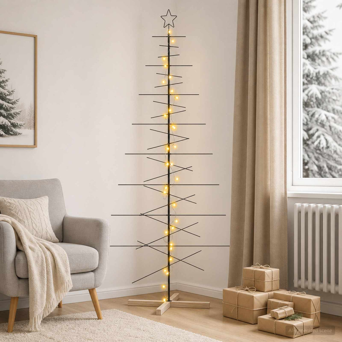 Metalinė Kalėdų eglutė su stovu KUOPIO 210 cm Šilta balta