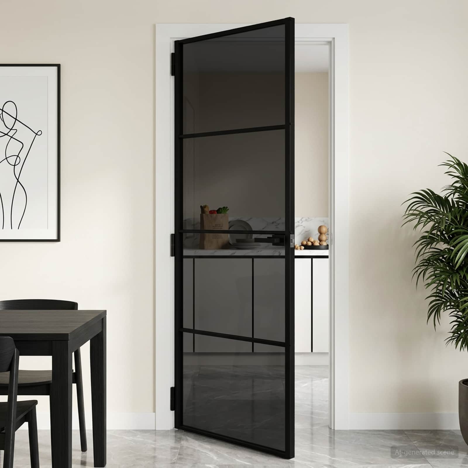 Vidaus durys 76 x 201,5 cm Grūdintas stiklas ir aliuminis