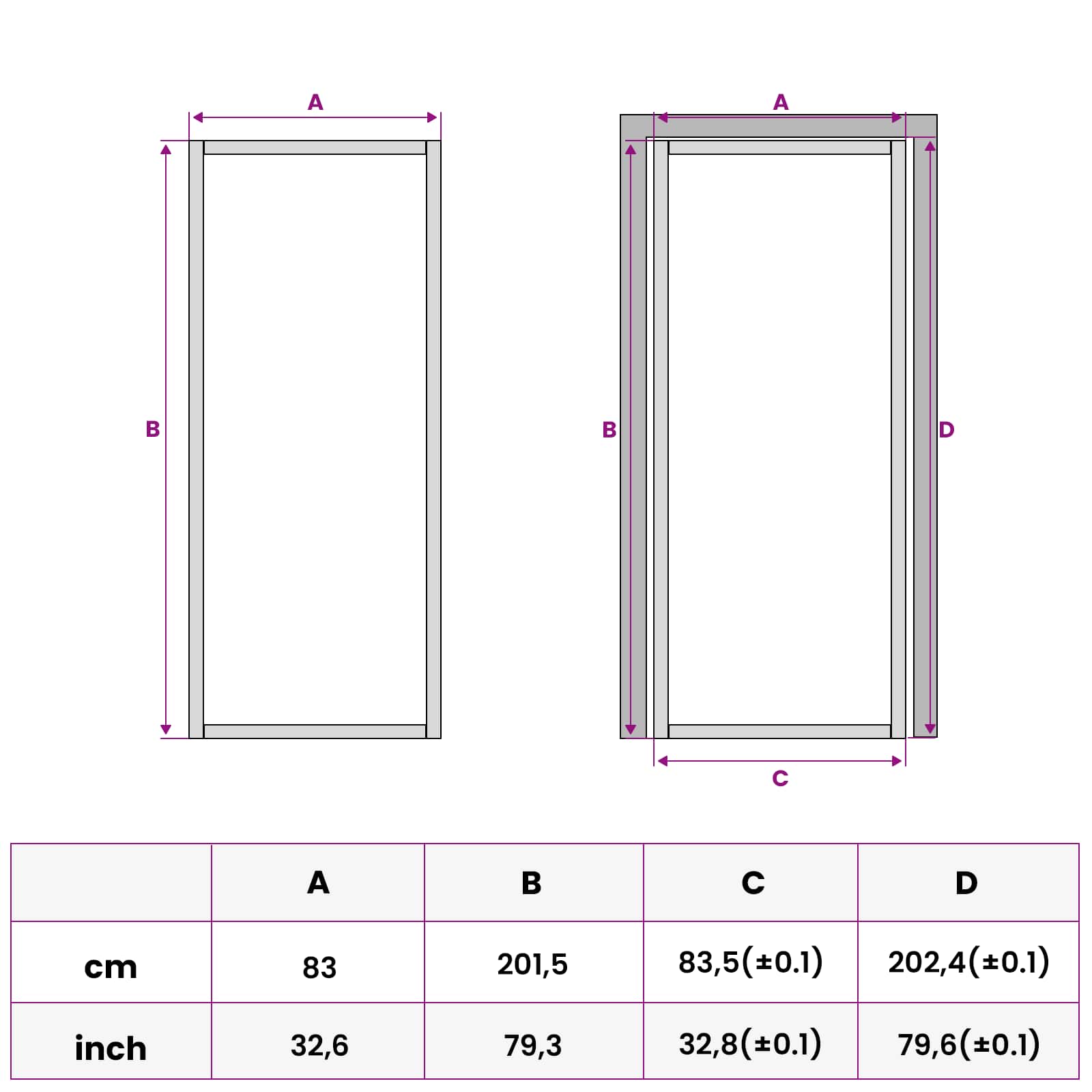 Vidaus durys 83 x 201,5 cm Grūdintas stiklas ir aliuminis