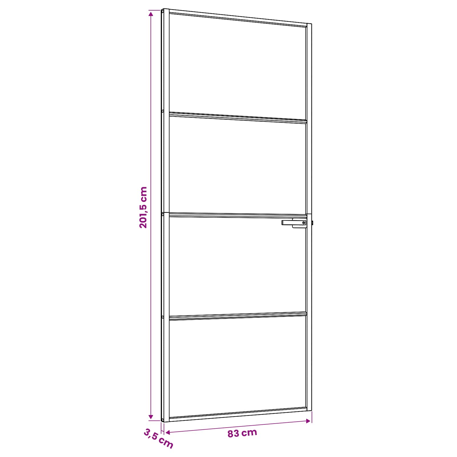 Vidaus durys 83 x 201,5 cm Grūdintas stiklas ir aliuminis