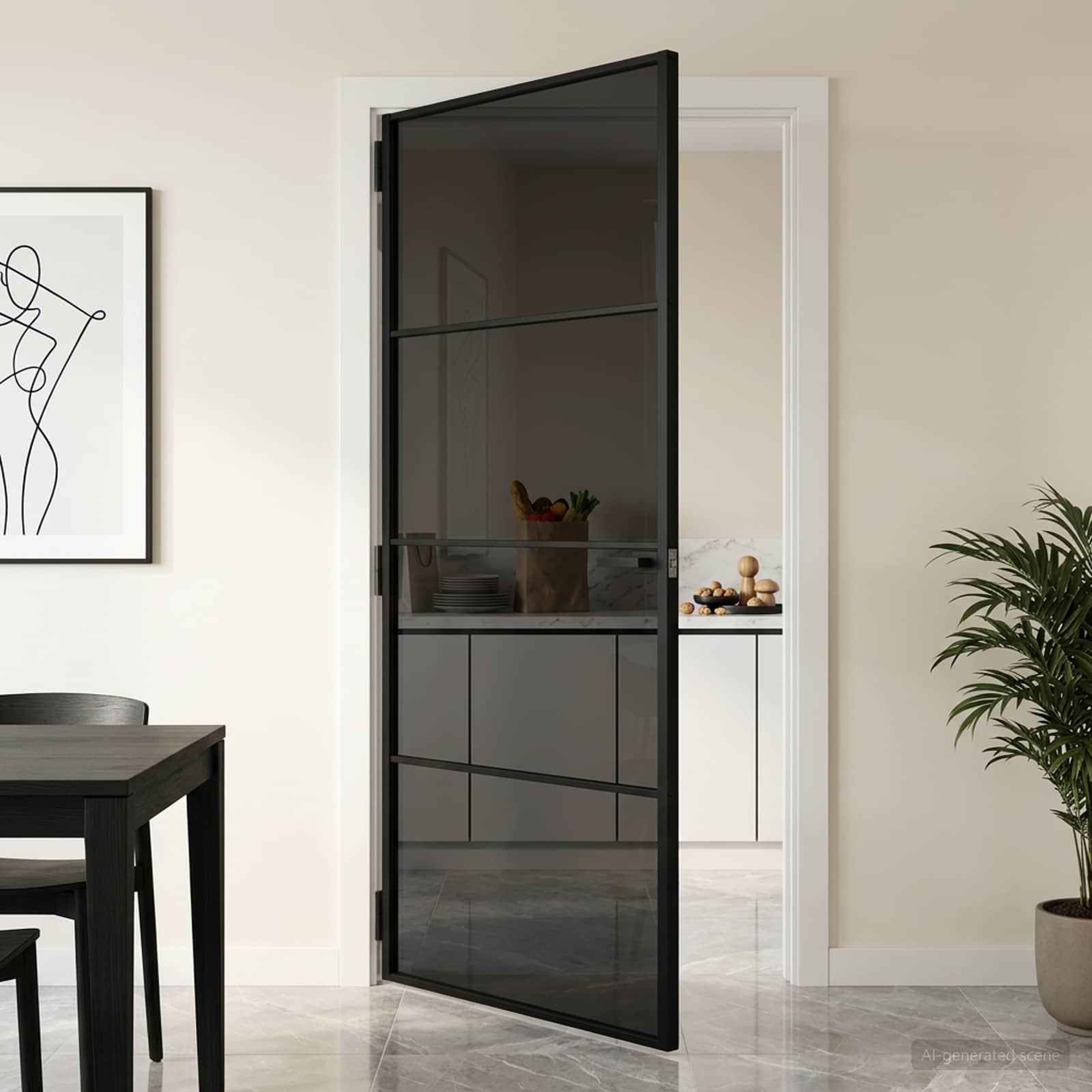 Vidaus durys 93 x 201,5 cm Grūdintas stiklas ir aliuminis
