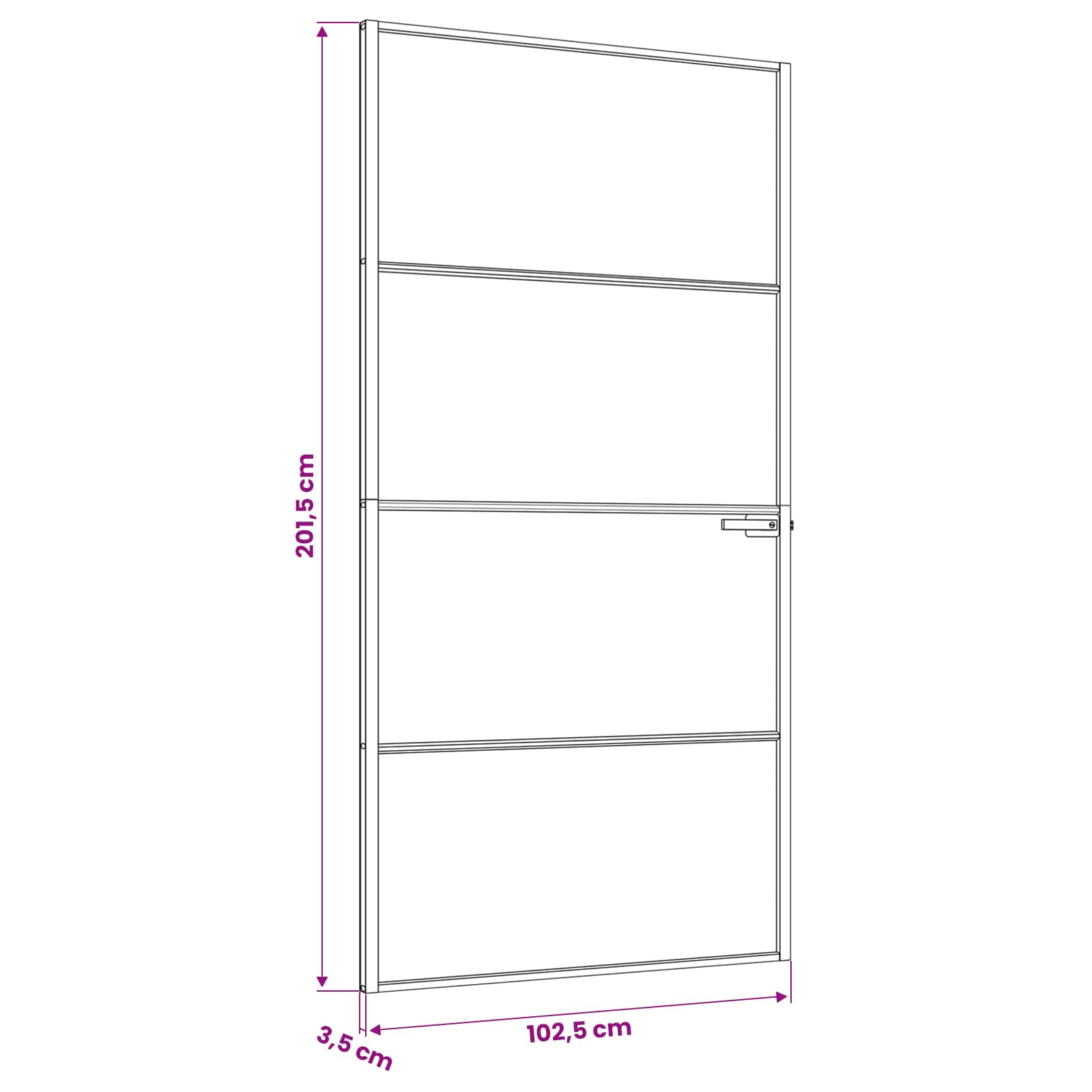 Vidaus durys 102,5 x 201,5 cm Grūdintas stiklas ir aliuminis