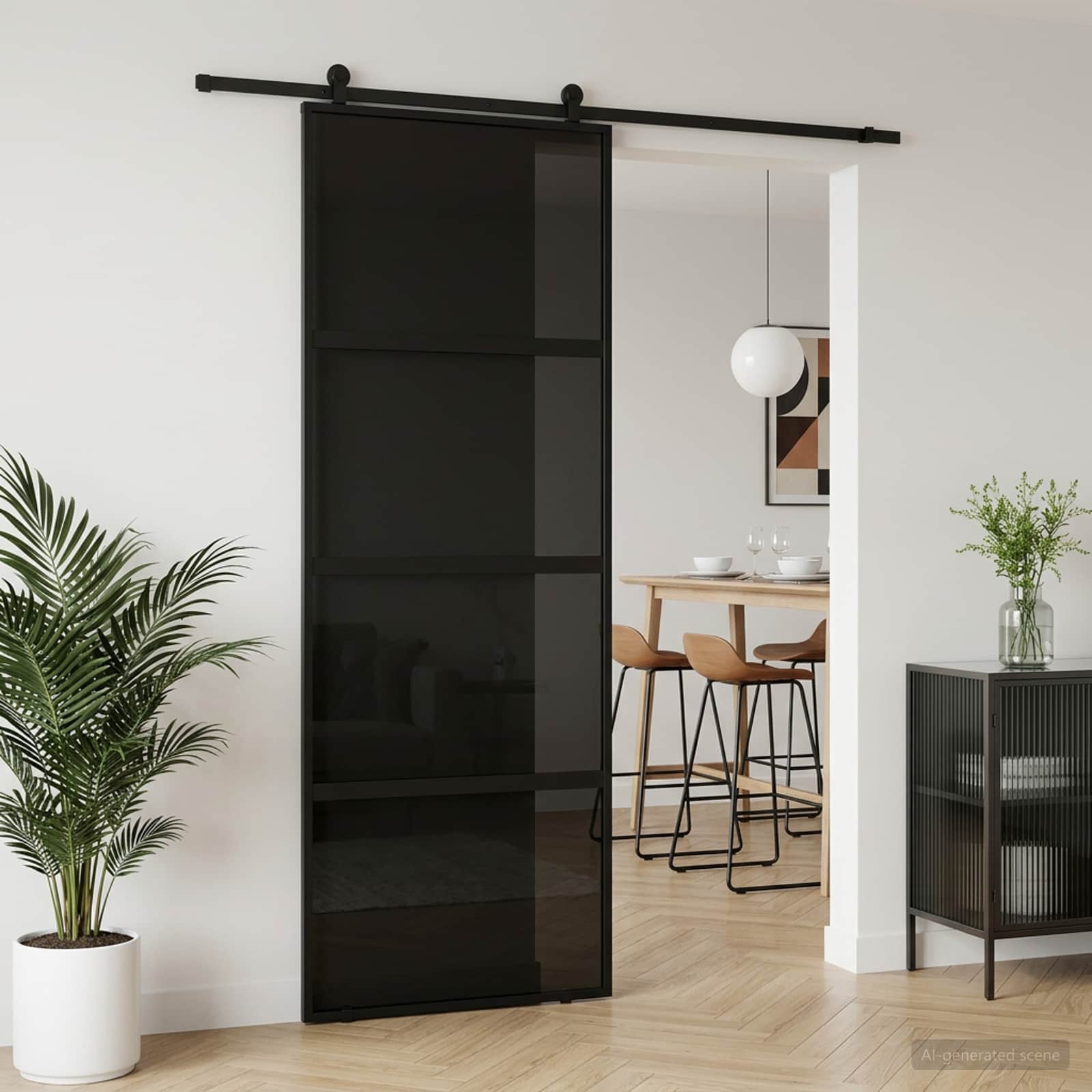 Slankios durys 76 x 205 cm Grūdintas stiklas ir aliuminis