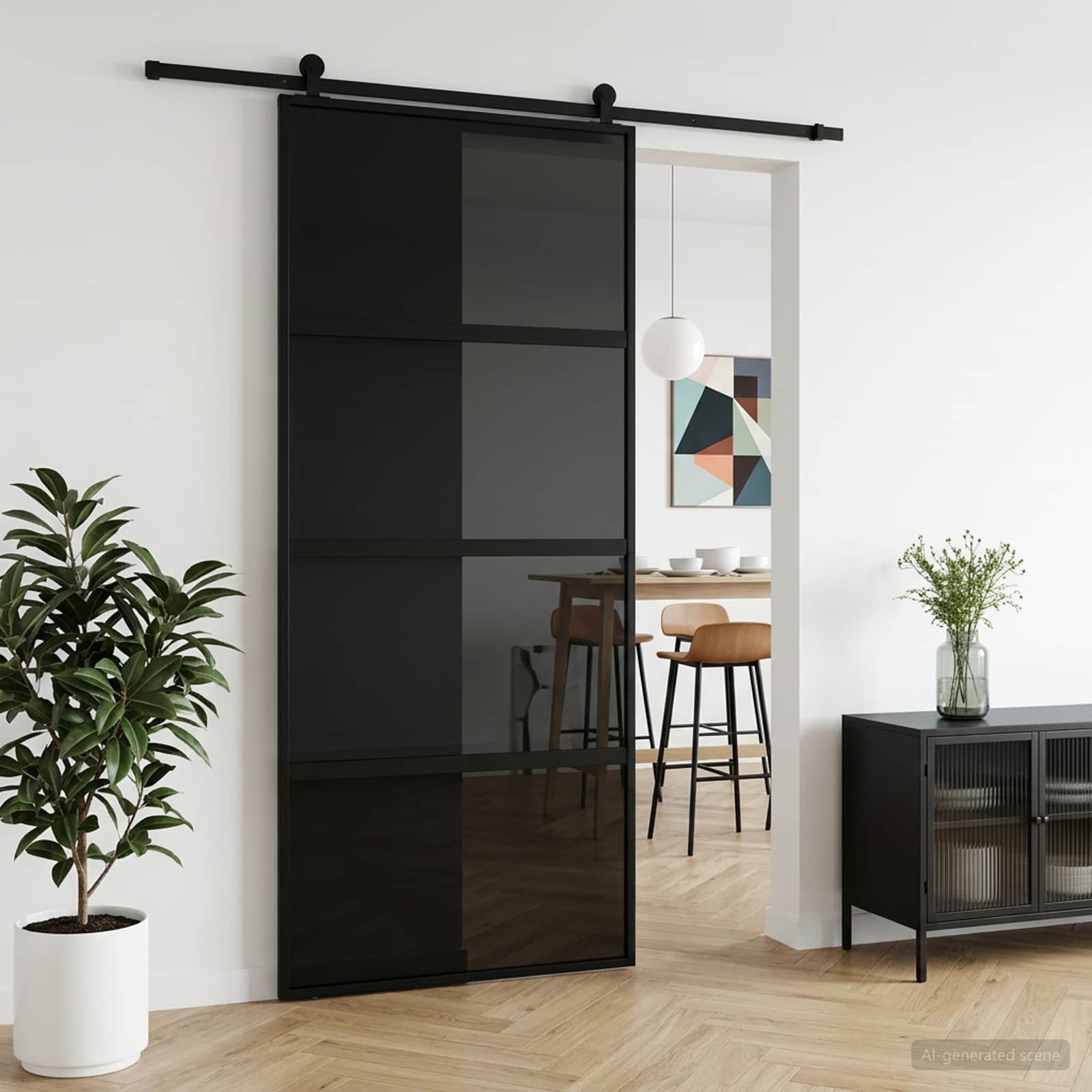Slankios durys 90 x 205 cm Grūdintas stiklas ir aliuminis