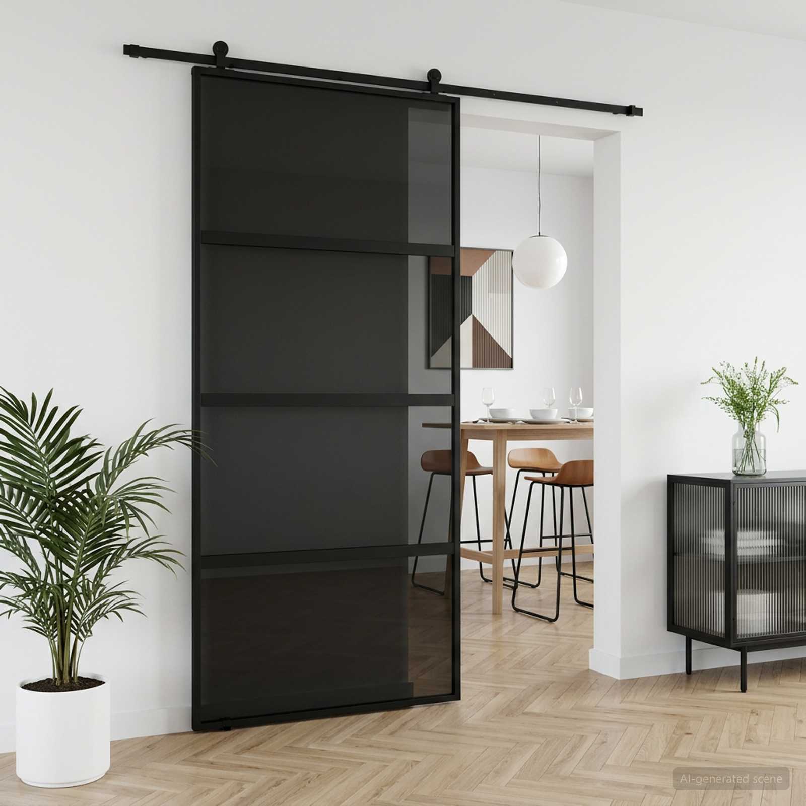 Slankios durys 102.5 x 205 cm Grūdintas stiklas ir aliuminis