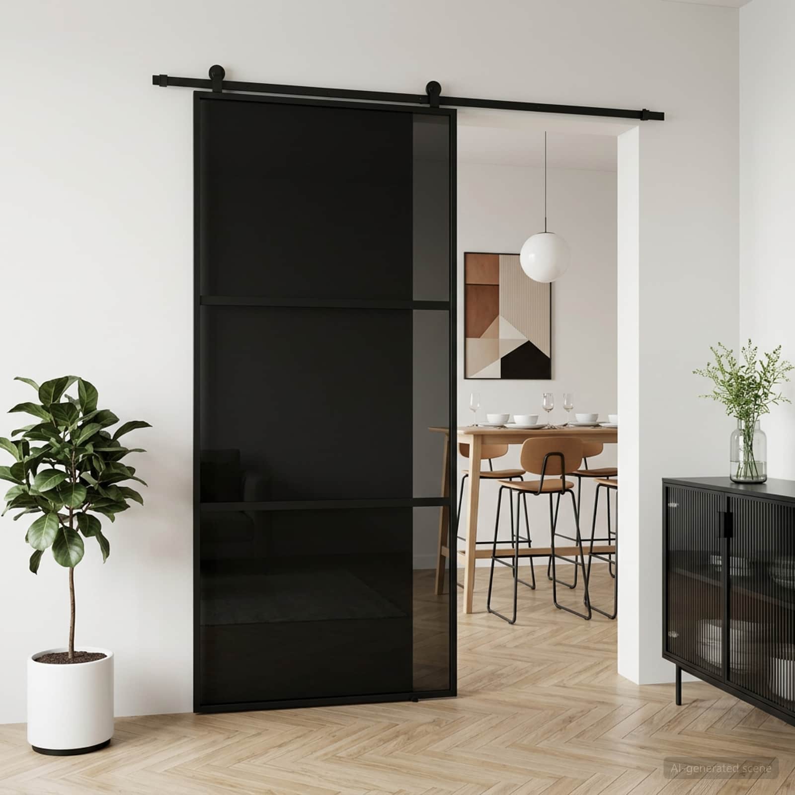 Slankios durys 102 x 205 cm Grūdintas stiklas ir aliuminis