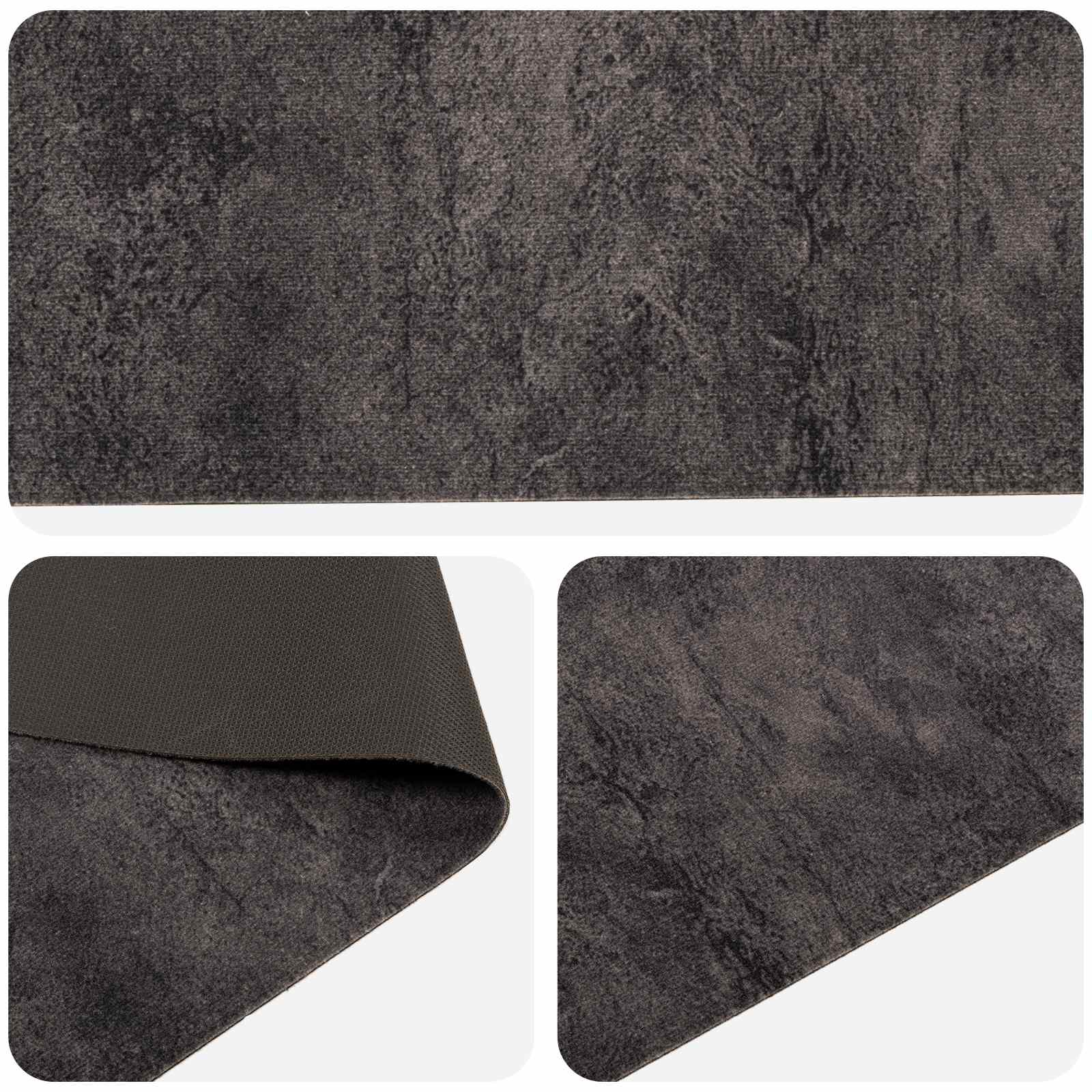 Virtuvės kilimas juodas betonas 150 x 45 cm 100% poliamidas