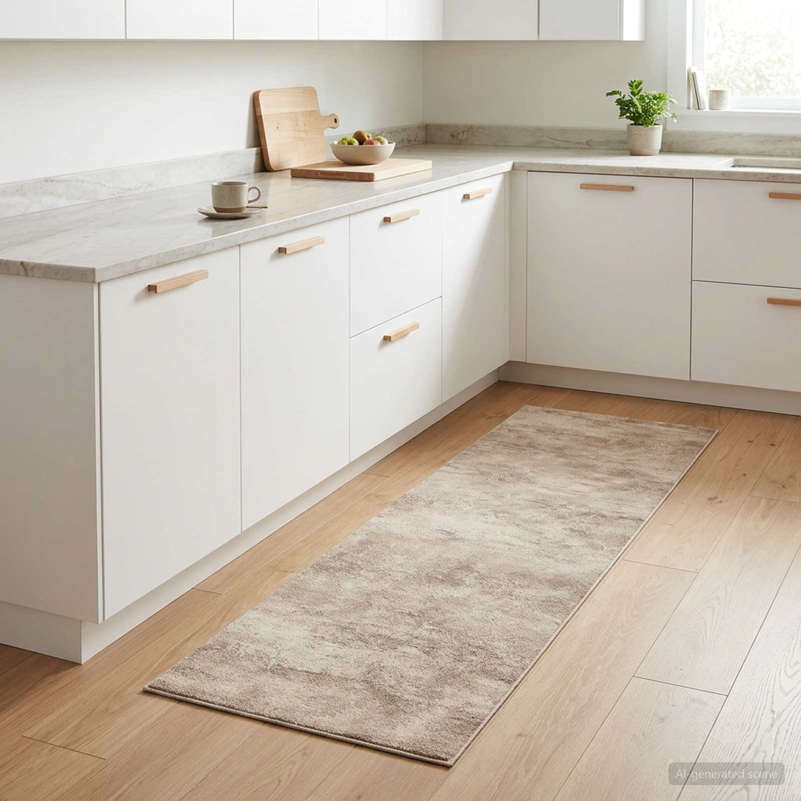 Virtuvės kilimas Smėlio betonas 150 x 45 cm 100% poliamidas