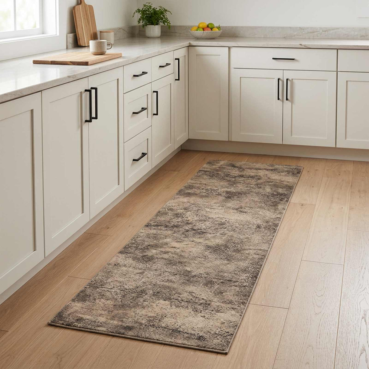 Virtuvės kilimas Rudas betonas 300 x 60 cm 100% poliamidas