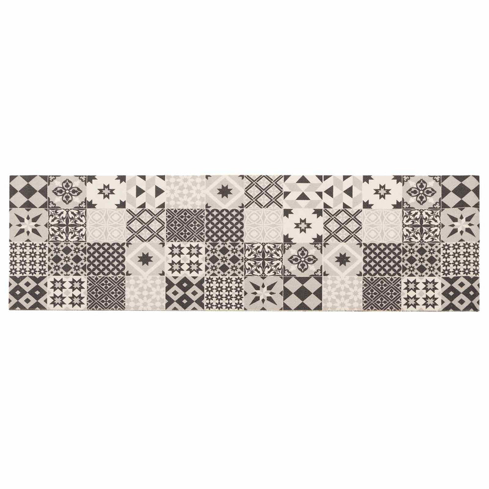 Virtuvės kilimas pilka mozaika 180 x 60 cm 100% poliamidas